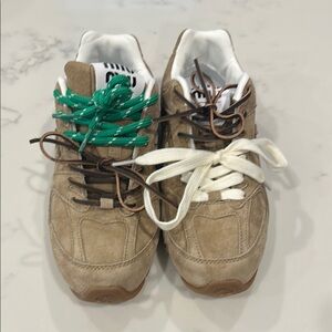 Miu Miu x New Balancr Tan Sneakers with Green and White Accents 39.5 Size 9